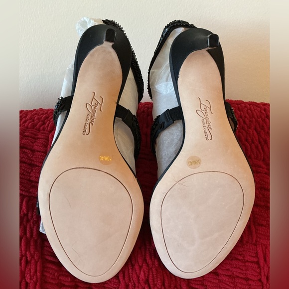 Brand New Imagine Vince Camuto Black Strappy Beaded Formal Ankle Heels Size 10 - Picture 5 of 16